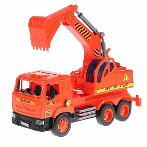 Экскаватор Камаз 25 см, открываются двери, звук и свет (Технопарк, WY303K (18))